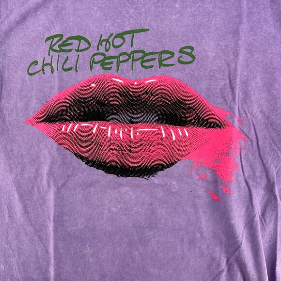 Red Hot Chili Peppers 90s Alternative Band T-Shirt Purple Messy Lips L Unisex - Picture 5 of 5